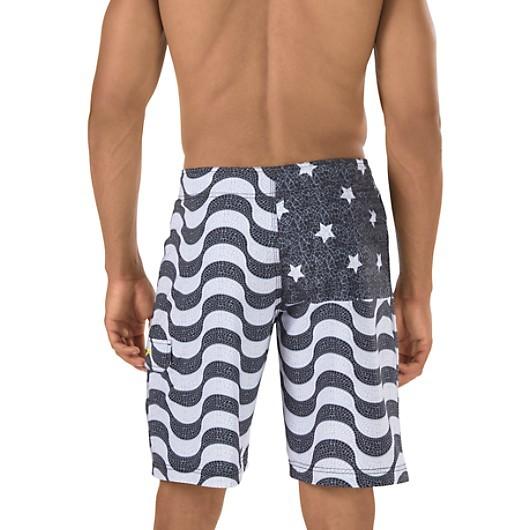 NWT MEN'S SPEEDO 7784012-980 RIO FLAG BOARDSHORT SHORTS TRUNK GRAY/WHITE  $60