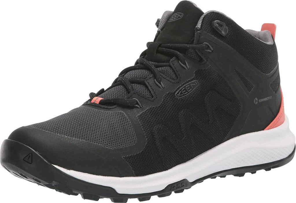 KEEN 1022304 EXPLORE VENT MID HIKING BLACK/CORAL SHOES $120 NIB WOMEN'S