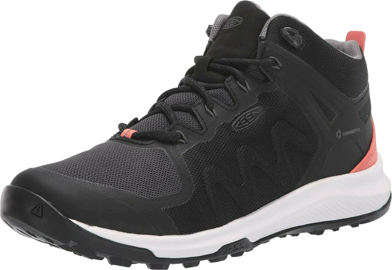 KEEN 1022304 EXPLORE VENT MID HIKING BLACK/CORAL SHOES $120 NIB WOMEN'S
