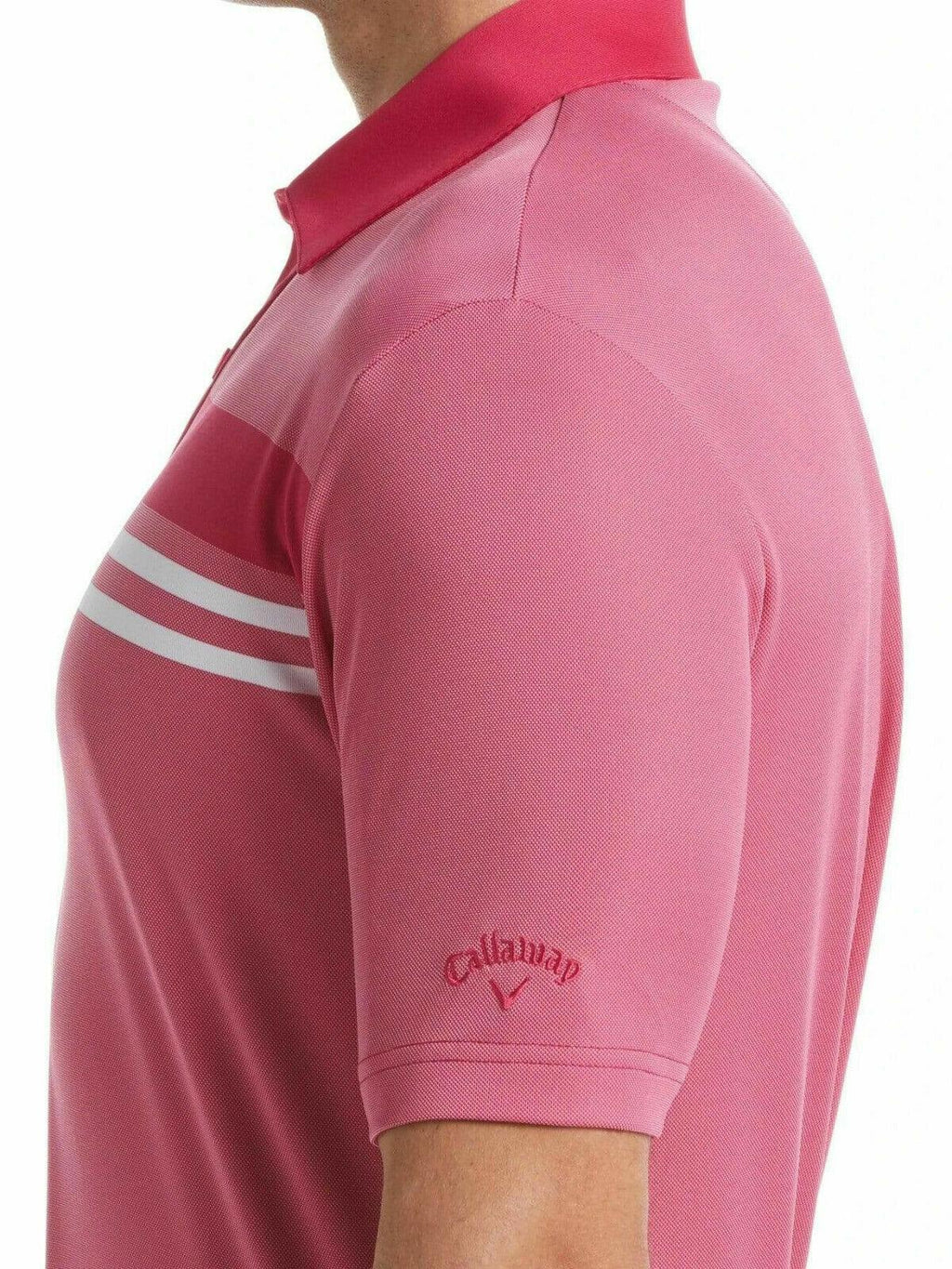 NWT MEN'S CALLAWAY COLOR BLOCK YARN DYED BIRDSEYE BOUDOIR RED GOLF POLO TOP