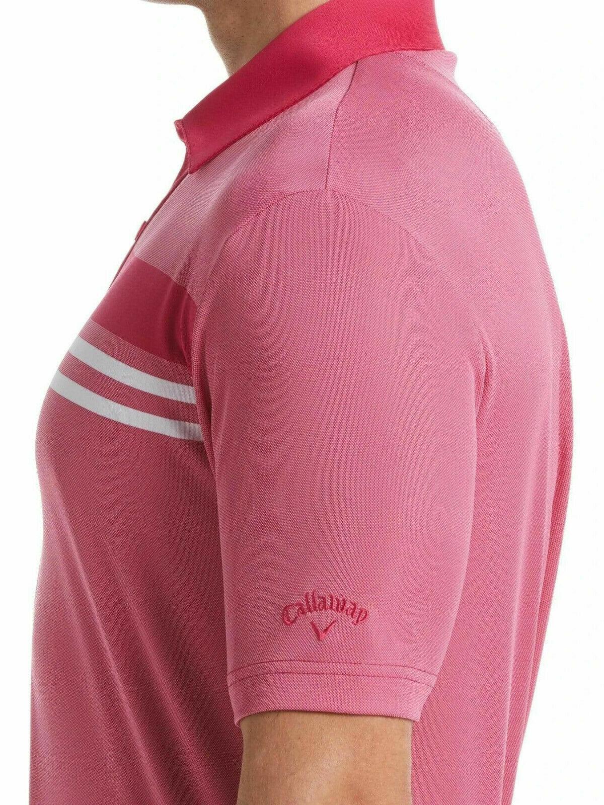 NWT MEN'S CALLAWAY COLOR BLOCK YARN DYED BIRDSEYE BOUDOIR RED GOLF POLO TOP