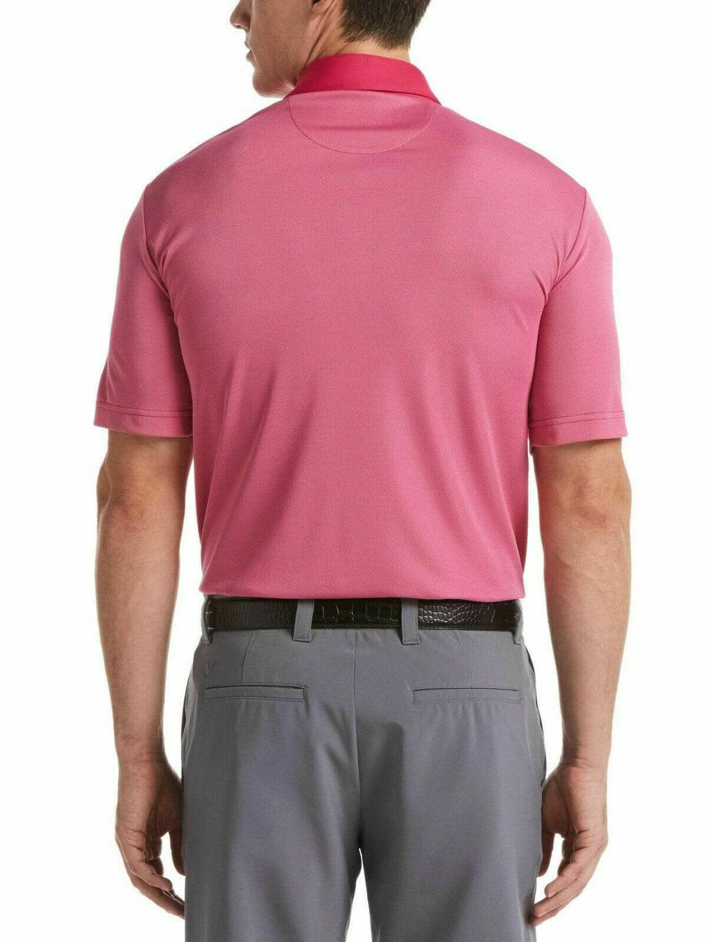 NWT MEN'S CALLAWAY COLOR BLOCK YARN DYED BIRDSEYE BOUDOIR RED GOLF POLO TOP