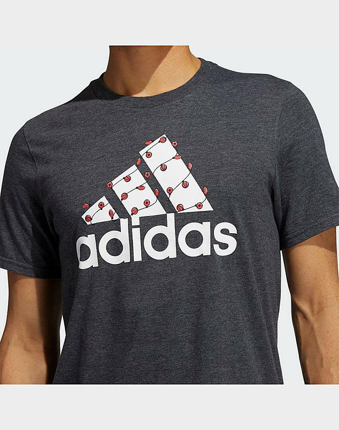 NWT ADIDAS MENS  HB4864 HOLIDAY LIGHTS AMPLIFIER D GREY/WHITE/RED/GREEN TOP TEE