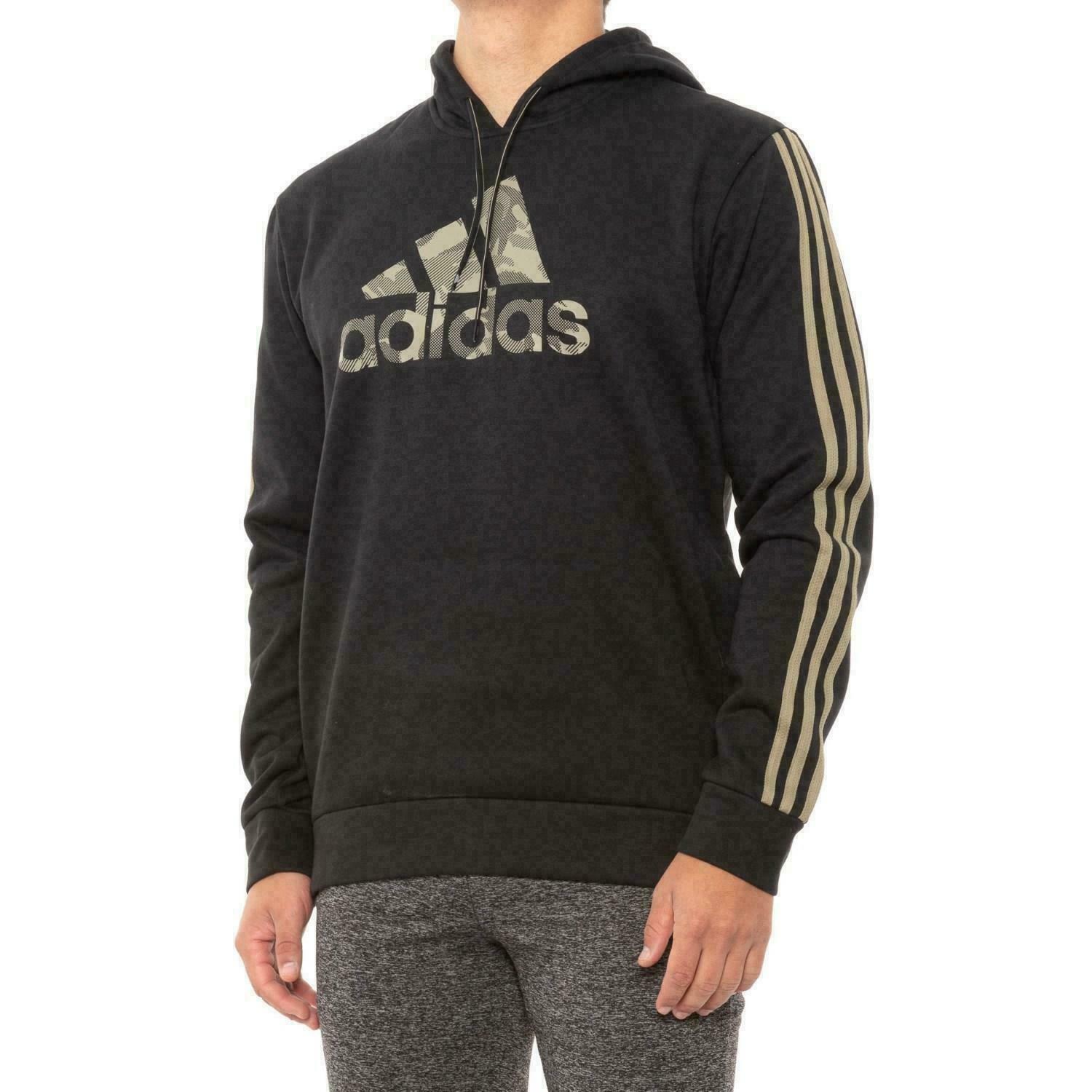 NWT MEN'S ADIDAS H39888 M CAMO BADGE OF SPORT PULL ON BLACK/CAMO HOODIE $60