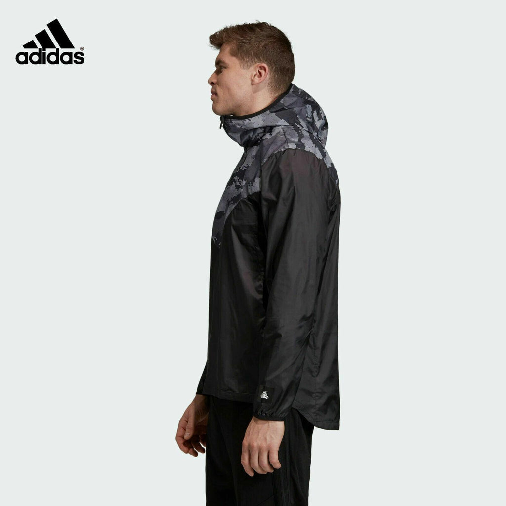 NWT MEN ADIDAS DZ4661 TANGO ADV PISTE WIND BREAKER BLACK /GREY CAMO JACKET $85