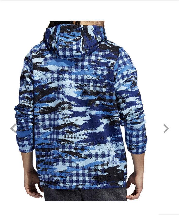NWT MENS ADIDAS HF2205 M PG PLAID REGULAR FIT  HOODIE BLUE SWEATSHIRTS $55