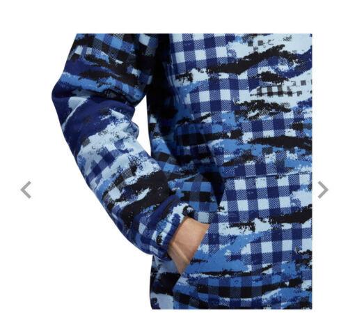 NWT MENS ADIDAS HF2205 M PG PLAID REGULAR FIT  HOODIE BLUE SWEATSHIRTS $55