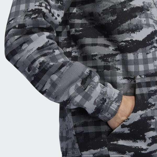 NWT MENS ADIDAS H59421 M PG PLAID REGULAR FIT  HOODIE BLACK SWEATSHIRTS $55