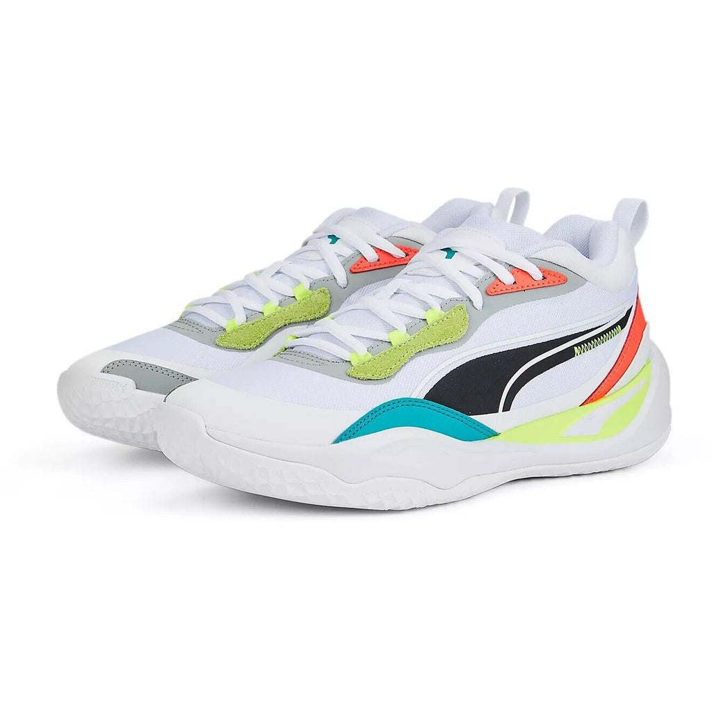 NIB Mens Puma 377572 02 PLAYMAKER PRO BASKETBALL WHITE/CORAL Sneakers Shoes $110