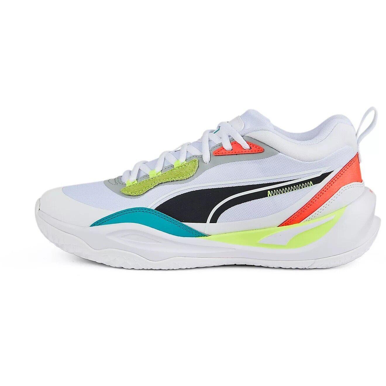 NIB Mens Puma 377572 02 PLAYMAKER PRO BASKETBALL WHITE/CORAL Sneakers Shoes $110
