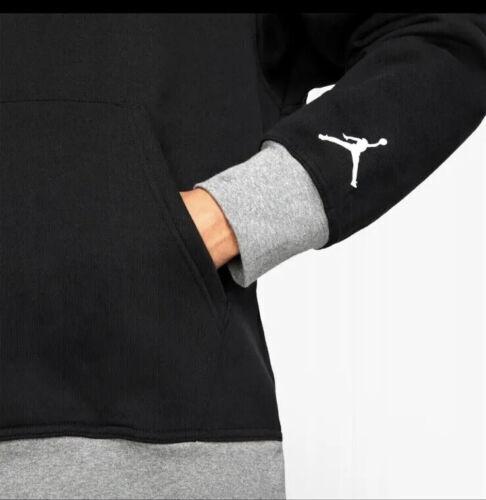 NWT MEN NIKE DV7748 010 NIKE AIR JORDAN ESSIENTIAL STATMENT HOODIE BLACK/ GRY