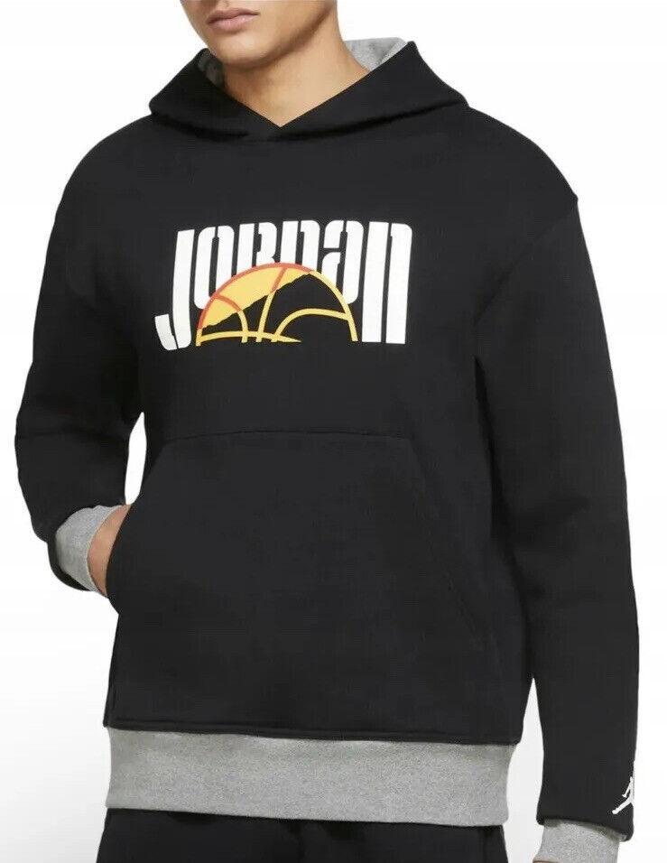 NWT MEN NIKE DV7748 010 NIKE AIR JORDAN ESSIENTIAL STATMENT HOODIE BLACK/ GRY