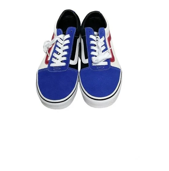 NIB MEN'S VANS WARD RALLY SUEDE DAZZLING BLUE/BLACK/RED SHOES SNEAKERS