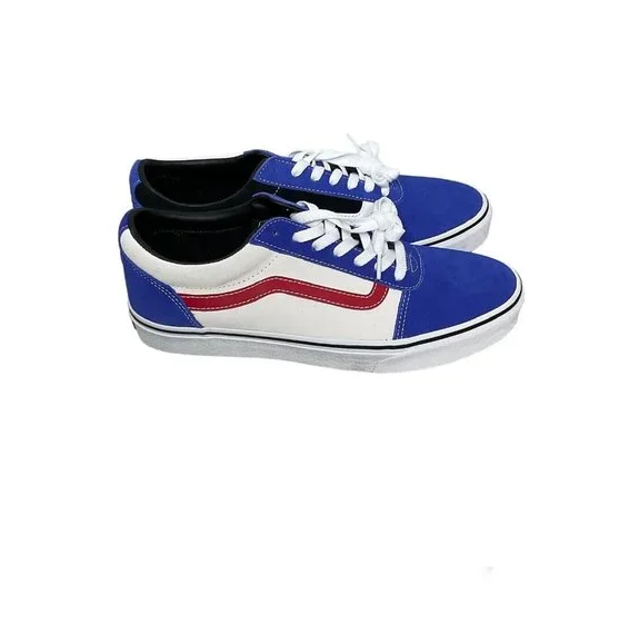 NIB MEN'S VANS WARD RALLY SUEDE DAZZLING BLUE/BLACK/RED SHOES SNEAKERS