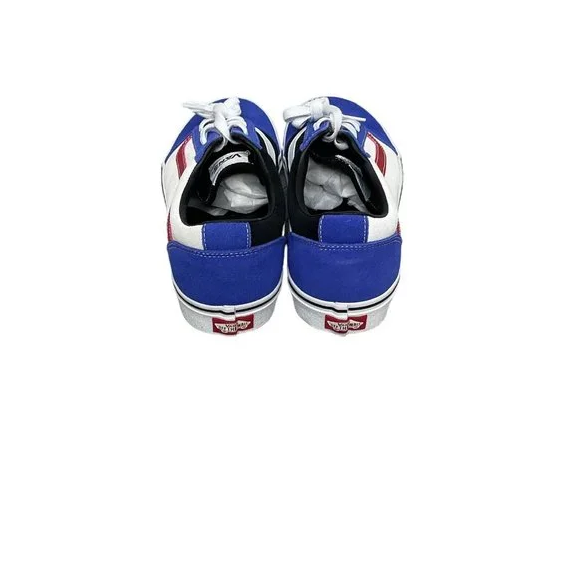 NIB MEN'S VANS WARD RALLY SUEDE DAZZLING BLUE/BLACK/RED SHOES SNEAKERS