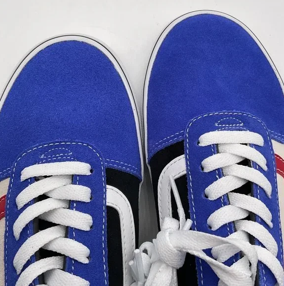 NIB MEN'S VANS WARD RALLY SUEDE DAZZLING BLUE/BLACK/RED SHOES SNEAKERS