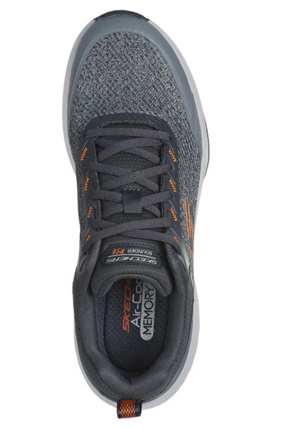 NIB MEN SKECHERS 232783/GYOR BOUNDER RES HAZLET GREY/ORNG LACE UP SNEAKERS SHOES