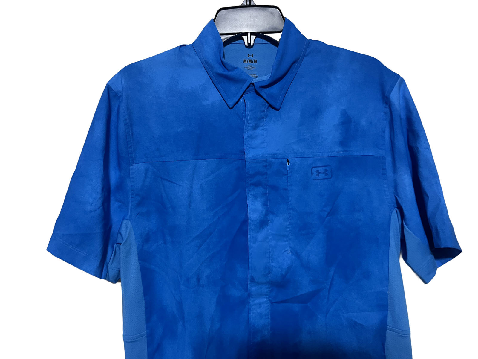 NWT MEN'S UNDER ARMOUR 1383571 444 UA FISH HYBRID WOVEN SHORT SLEEVE SHIRT $65