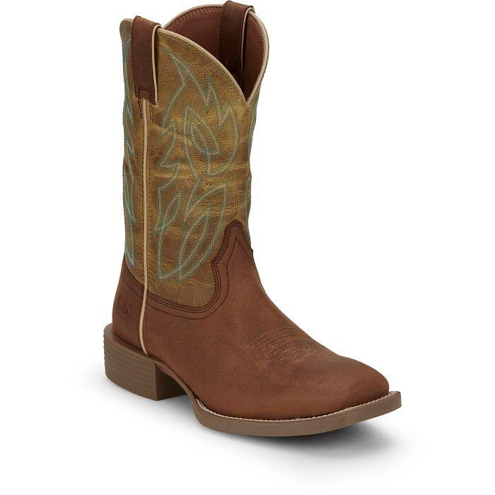 NIB MEN'S JUSTIN SE7515 CANTER CLAY BROWN WATER BUFFALO SQUARE TOE LEATHER BOOT