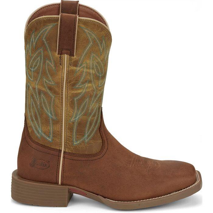 NIB MEN'S JUSTIN SE7515 CANTER CLAY BROWN WATER BUFFALO SQUARE TOE LEATHER BOOT