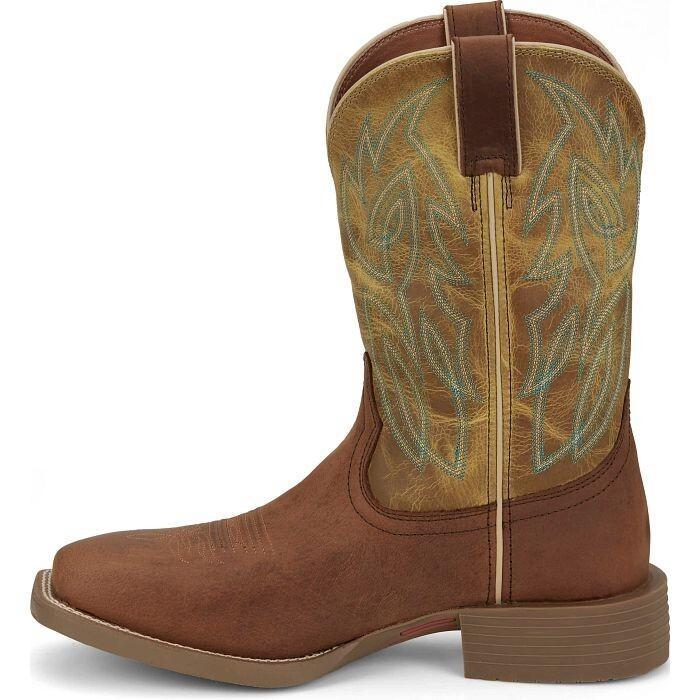 NIB MEN'S JUSTIN SE7515 CANTER CLAY BROWN WATER BUFFALO SQUARE TOE LEATHER BOOT