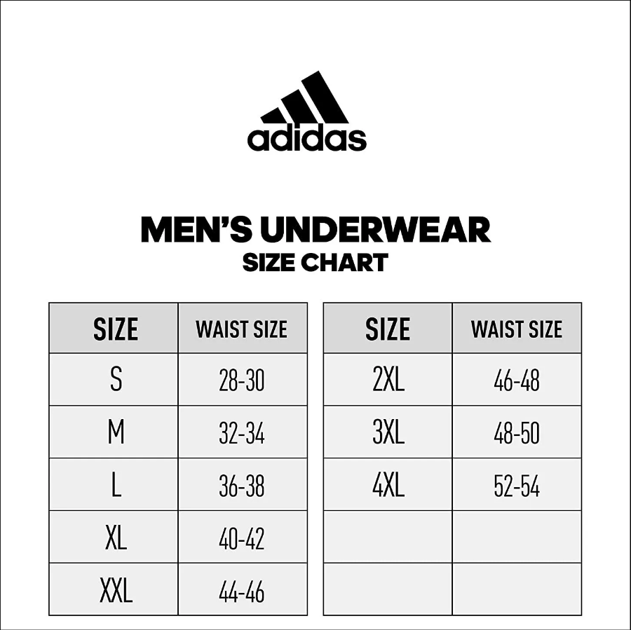 NIB Adidas Men's Performance Long Boxer Brief Underwear (3 Pack), GR/RD/BK. 9"