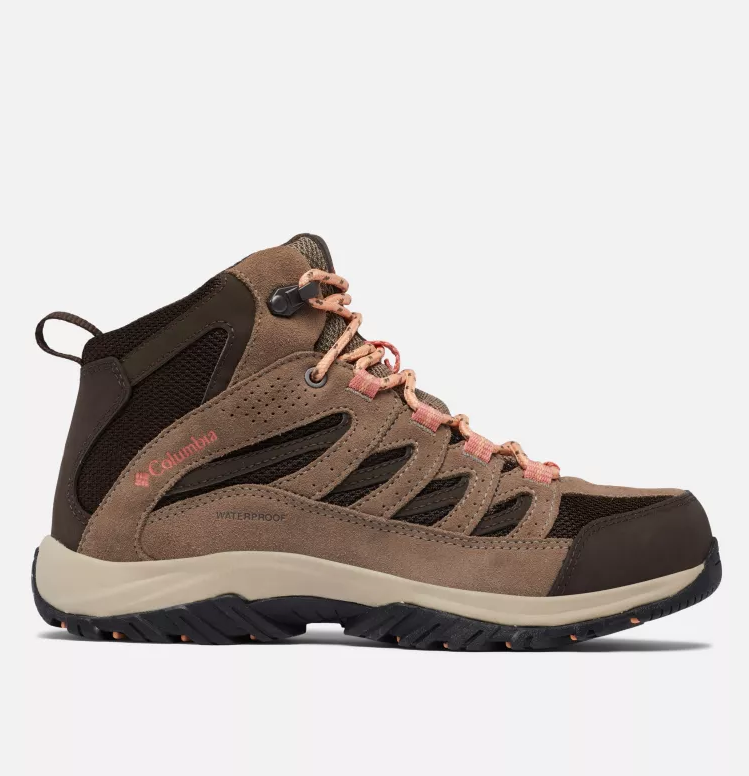 NIB COLUMBIA 1765401-231 WOMEN'S CRESTWOOD MID WATERPROOF CORDOVAN/MUD BOOTS