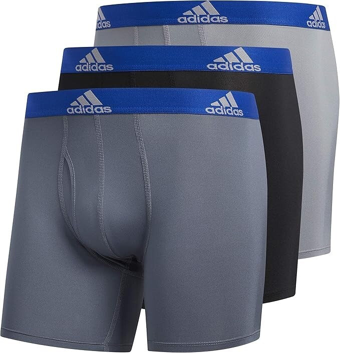 NIB Adidas Men's Performance  Boxer Brief Underwear (3 Pack), BLACK/GREY. 5"