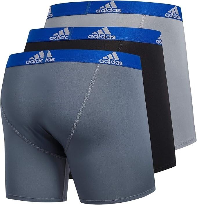 NIB Adidas Men's Performance  Boxer Brief Underwear (3 Pack), BLACK/GREY. 5"