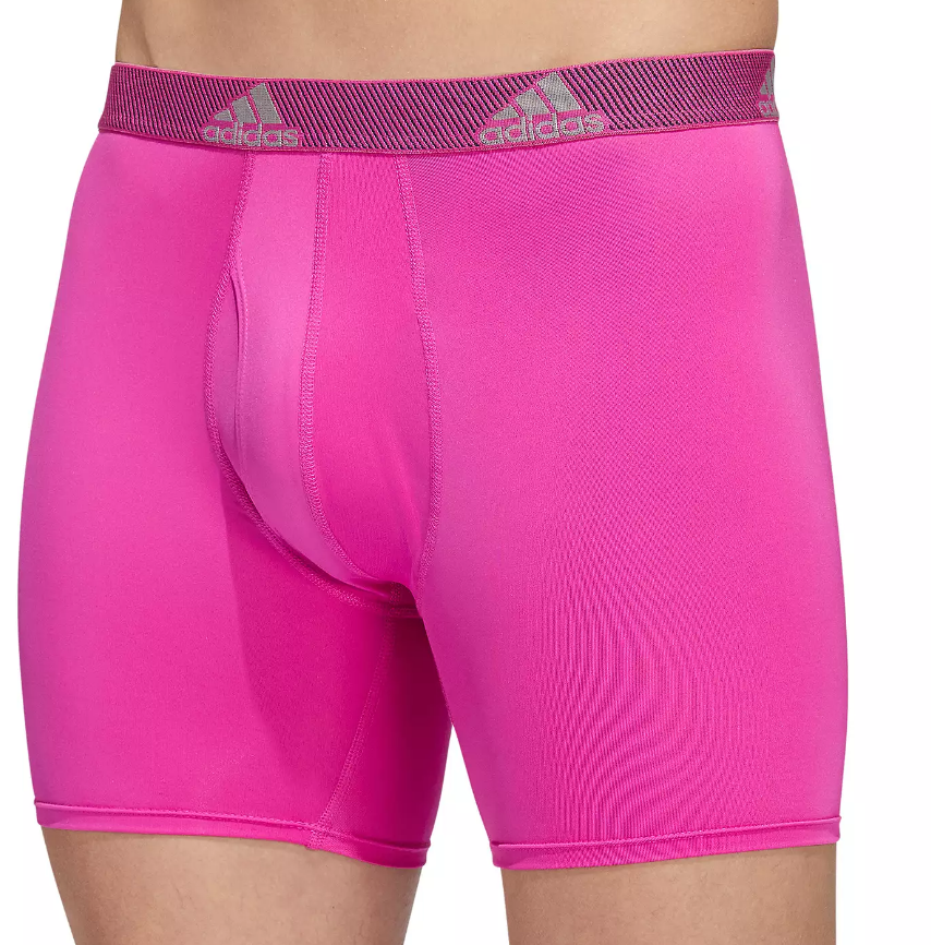 NIB Adidas Men Performance  Boxer Brief Underwear (3 Pack), BLACK/BLUE/PINK. 5"
