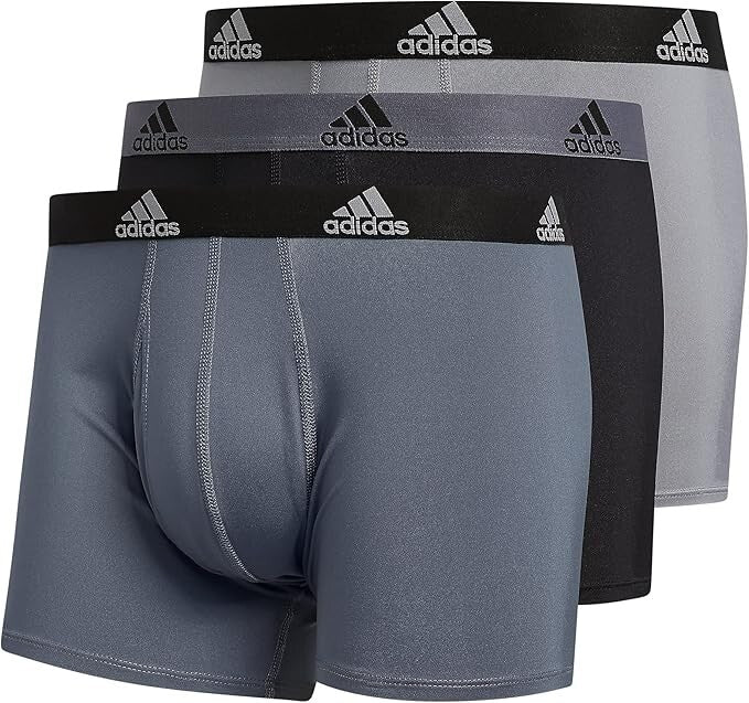 NIB Adidas Men's Performance  Boxer Brief TRUNK Underwear (3 Pack), BLACK/GREY