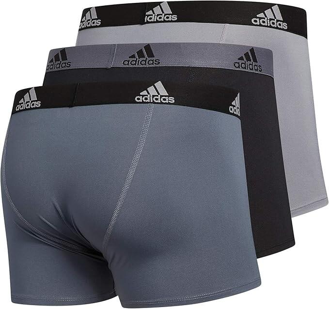 NIB Adidas Men's Performance  Boxer Brief TRUNK Underwear (3 Pack), BLACK/GREY