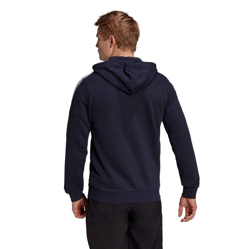 NWT MEN'S ADIDAS GK9033 M 3- STRIPE FLEECE FULL ZIP TRACK NAVY/WHITE HOODIE