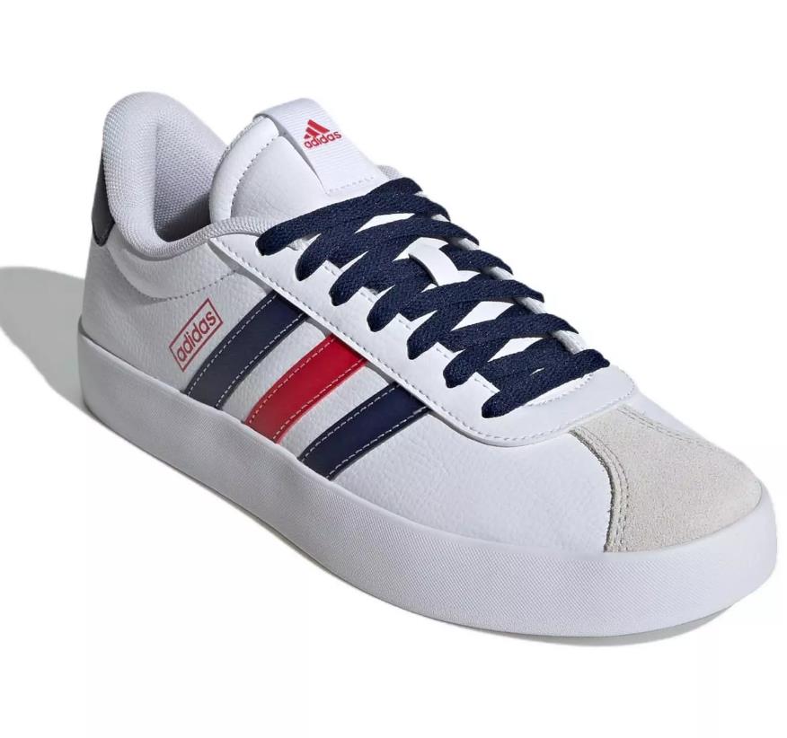 NIB MEN'S ADIDAS IF4465 VL COURT 3.0 SKATEBOARDING WHITE/NAVY/RED SHOES SNEAKERS