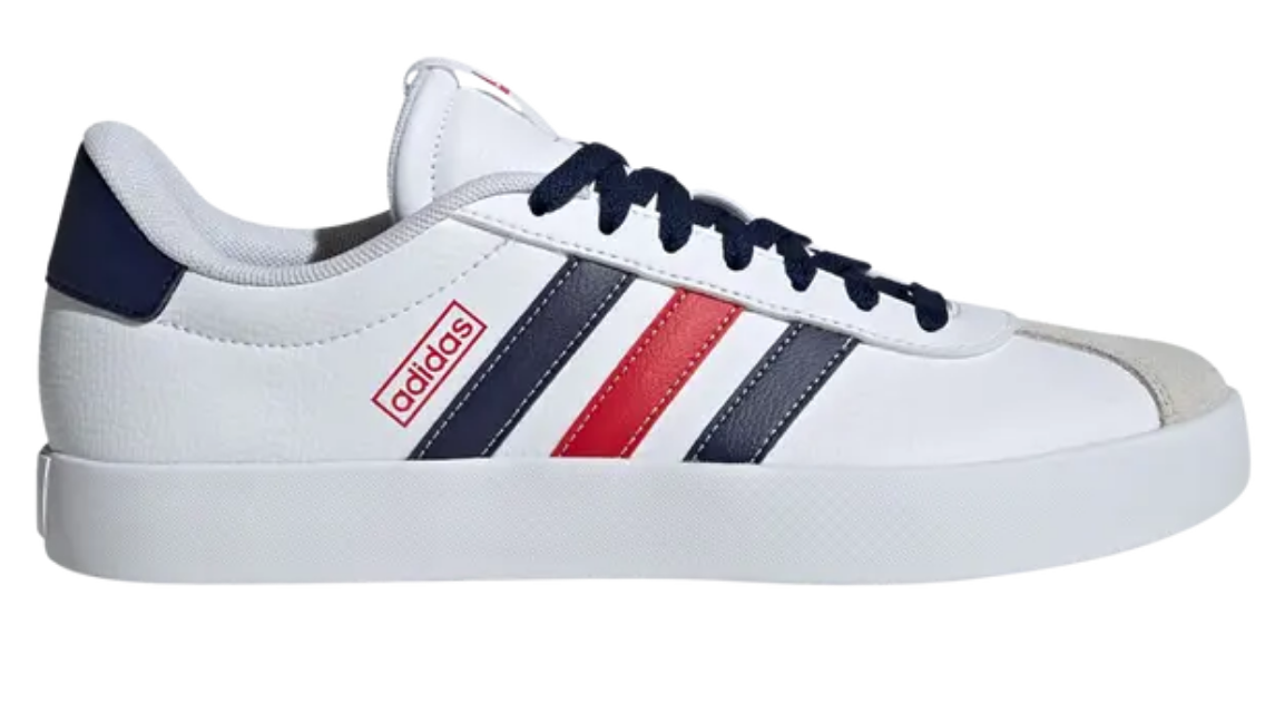 NIB MEN'S ADIDAS IF4465 VL COURT 3.0 SKATEBOARDING WHITE/NAVY/RED SHOES SNEAKERS