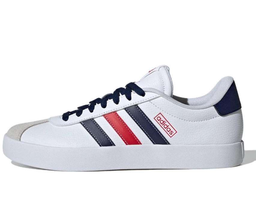 NIB MEN'S ADIDAS IF4465 VL COURT 3.0 SKATEBOARDING WHITE/NAVY/RED SHOES SNEAKERS