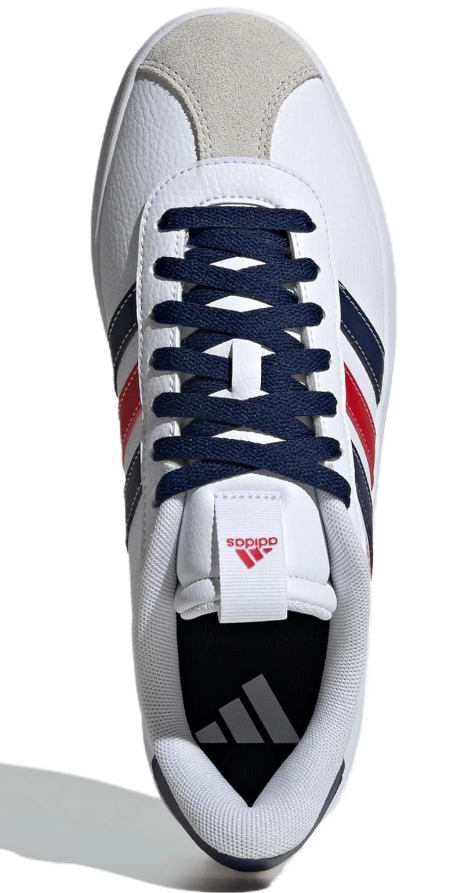 NIB MEN'S ADIDAS IF4465 VL COURT 3.0 SKATEBOARDING WHITE/NAVY/RED SHOES SNEAKERS