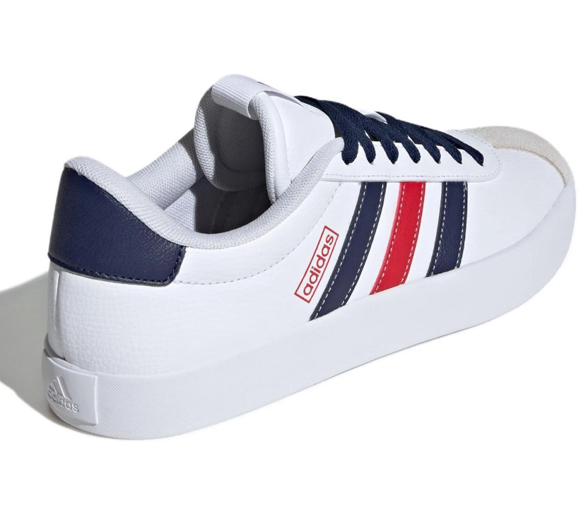NIB MEN'S ADIDAS IF4465 VL COURT 3.0 SKATEBOARDING WHITE/NAVY/RED SHOES SNEAKERS