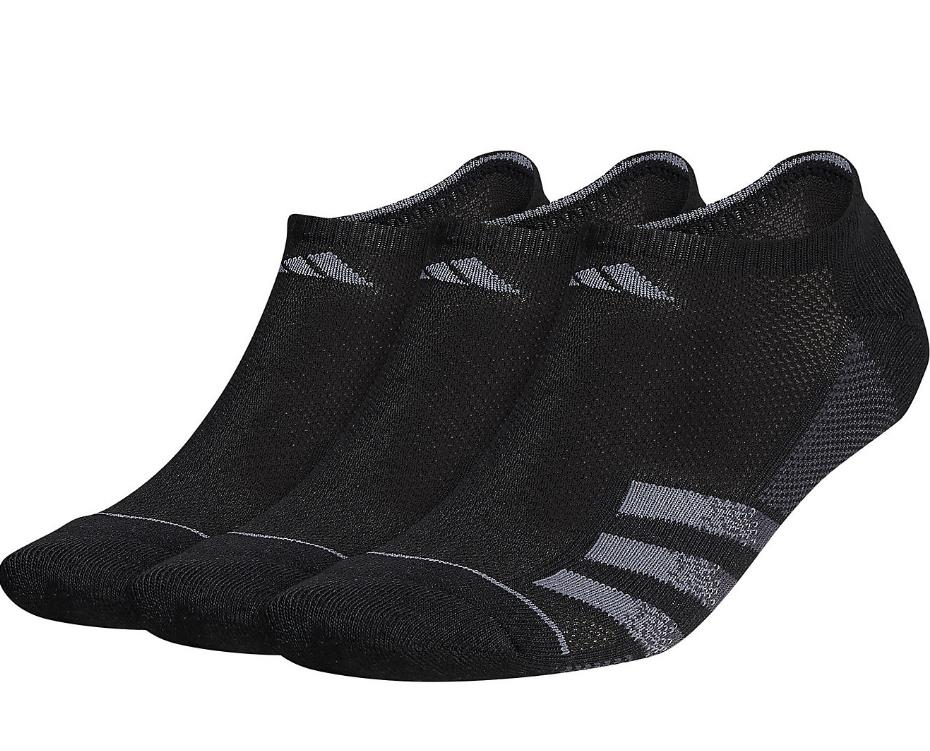 NWT MEN'S ADIDAS IR0883 3 PAIR NO SHOW CLIMACOOL ARCH COMPRESSION BLACK SOCKS