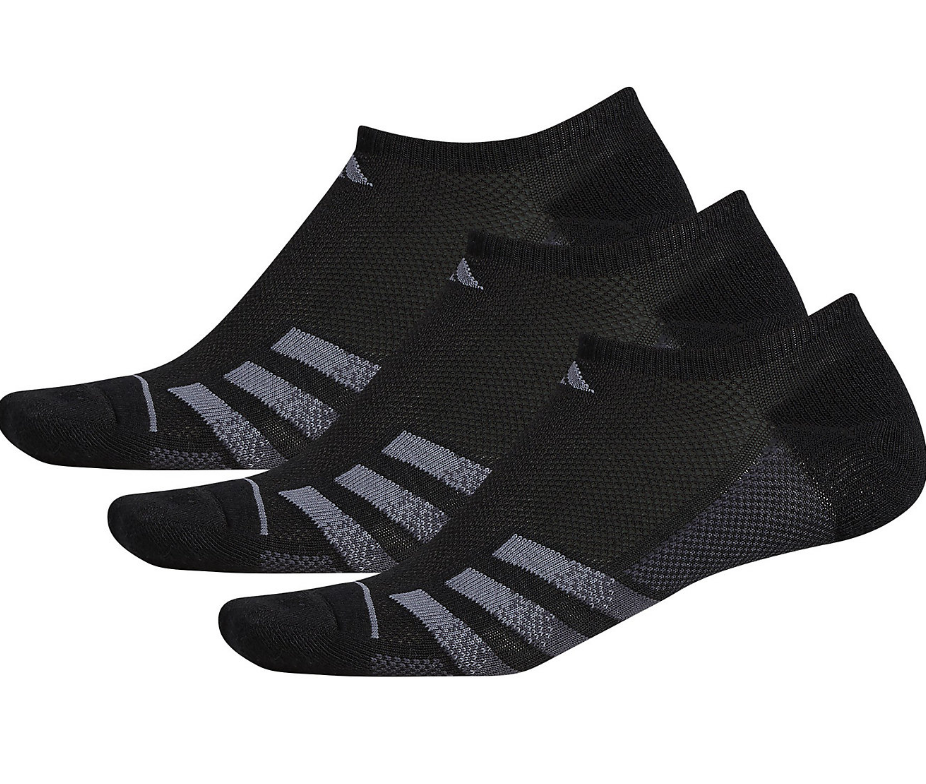 NWT MEN'S ADIDAS IR0883 3 PAIR NO SHOW CLIMACOOL ARCH COMPRESSION BLACK SOCKS