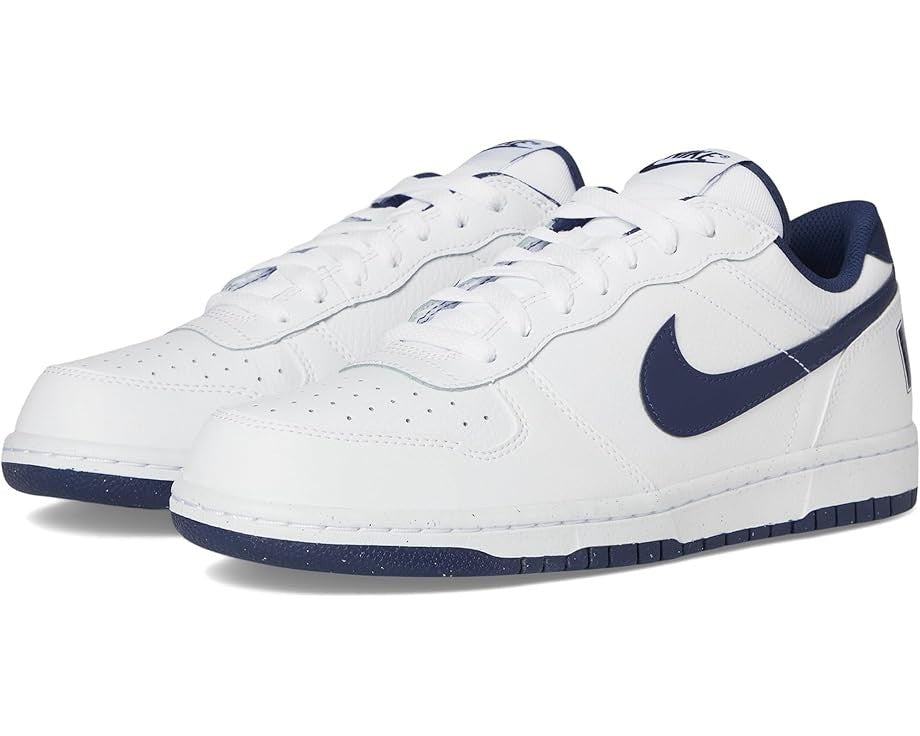 NIB MEN'S NIKE 355152 140 BIG NIKE LOW WHITE/NAVY LEATHER SHOE SNEAKERS