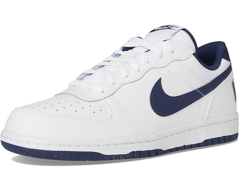 NIB MEN'S NIKE 355152 140 BIG NIKE LOW WHITE/NAVY LEATHER SHOE SNEAKERS