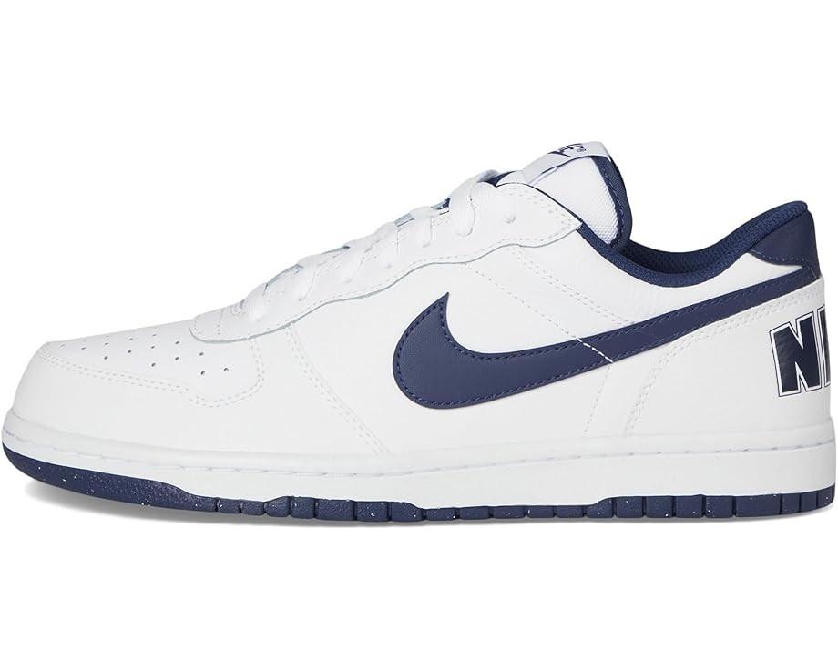 NIB MEN'S NIKE 355152 140 BIG NIKE LOW WHITE/NAVY LEATHER SHOE SNEAKERS