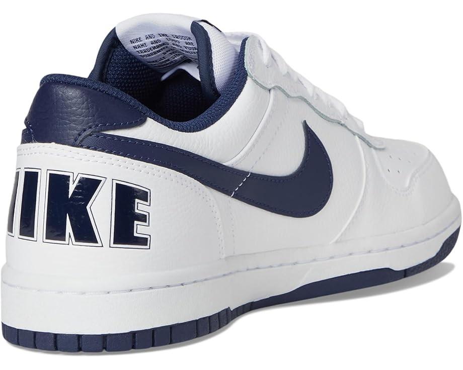 NIB MEN'S NIKE 355152 140 BIG NIKE LOW WHITE/NAVY LEATHER SHOE SNEAKERS