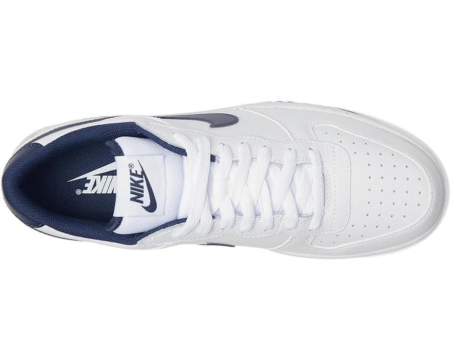 NIB MEN'S NIKE 355152 140 BIG NIKE LOW WHITE/NAVY LEATHER SHOE SNEAKERS
