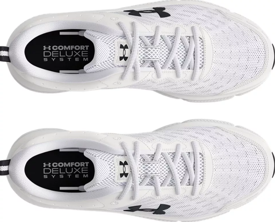 NIB Men Under Armour 3026175 104 UA Charged Assert 10 WHITE/BLK Shoe Sneakers
