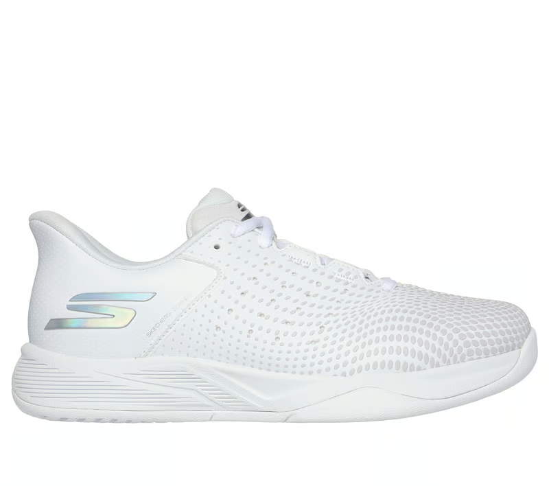 NIB WOMEN'S SKECHERS 172101/WHT VIPER COURT RELOAD WHITE ARCH FIT SHOES SLIP INS
