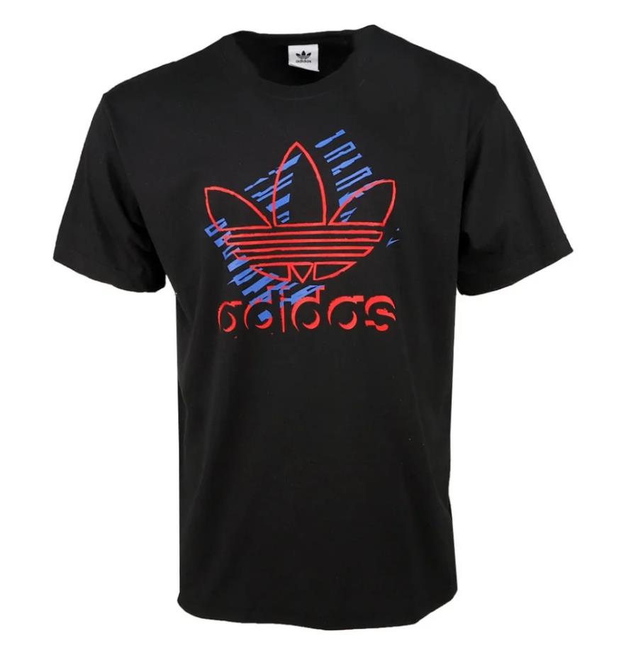 NWT ADIDAS ORIGINALS IZ1328 MEN OG SKETCH TREFOL BLACK/RED/GREEN T-SHIRT TOP TEE