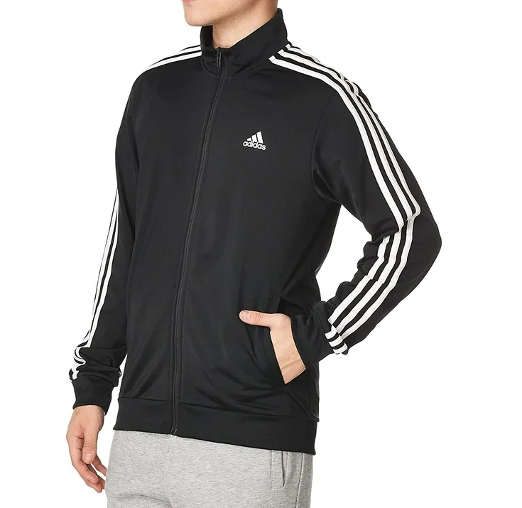 ADIDAS H46099 M 3- STRIPE FULL ZIP TRACK BLACK/WHITE TOP JACKET NWT MEN'S $55