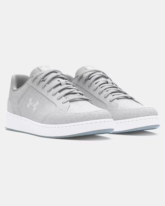 NIB MEN'S UNDER ARMOUR 3028632 100 UA OFFICAIL SUEDE GREY/W SNEAKERS